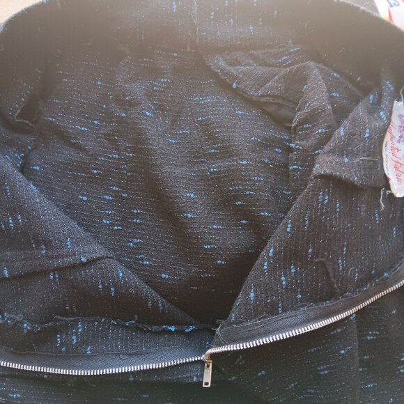 Vintage Women's Skirt 24W 1950's Wool Black/Blue Fleck Midi MCM Atomic Small - Picture 7 of 8